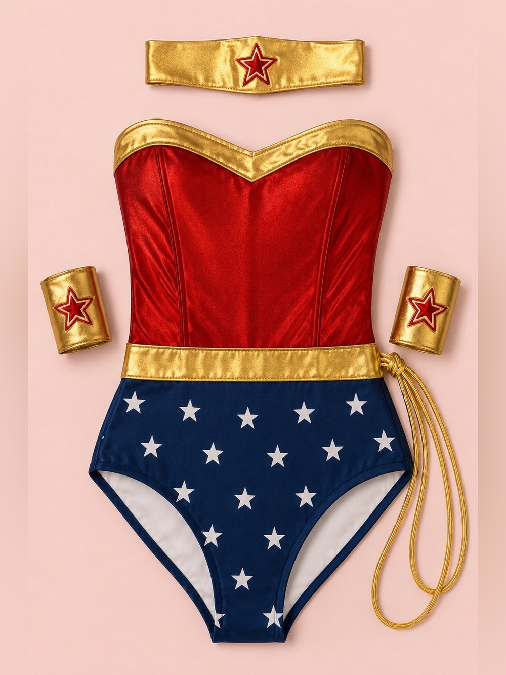 Fredericks of Hollywood - Wonder Woman Costume One-Piece in Red, Gold & Blue